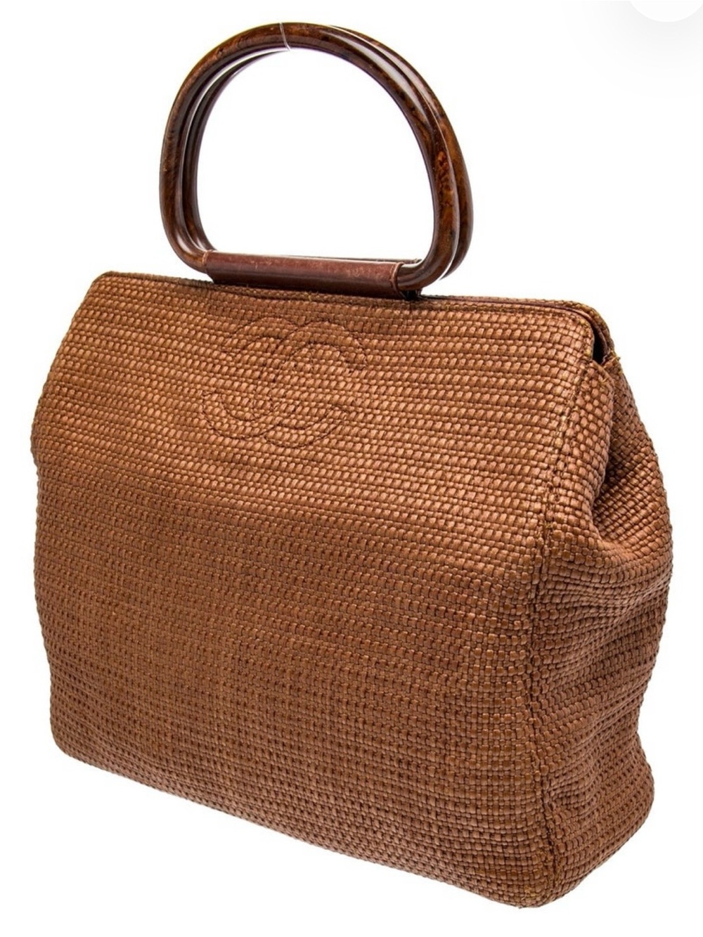 CHANEL Brown Woven Top-Handle Bag - Picture 2 of 7
